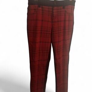 Red and black plaid jeans